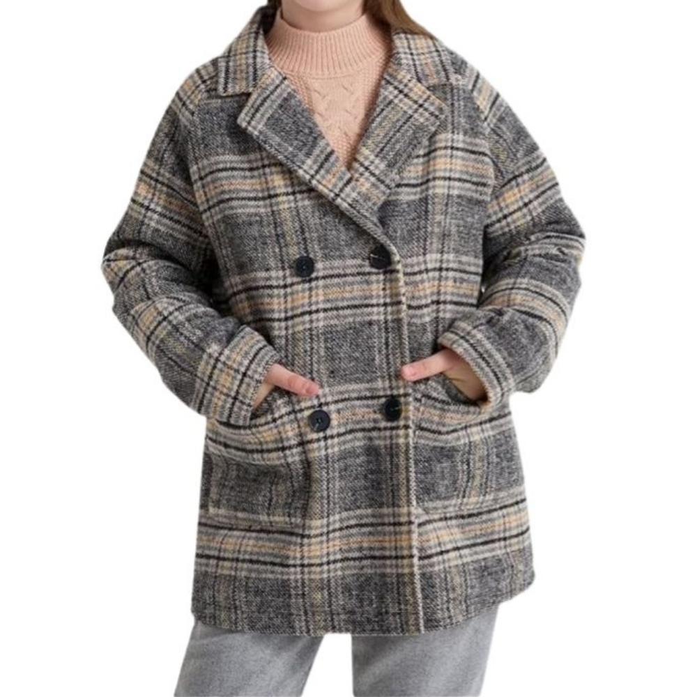 Maoo Garden Girls' Plaid Peacoat